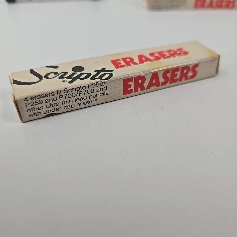 Vintage Scripto F350 & F370 Ultra Thin Lead Pencil Refill Set of 7 Plus Erasers!